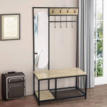 Load image into Gallery viewer, Coat Rack with Shoe Bench and Mirror Shelves & Racks Living and Home