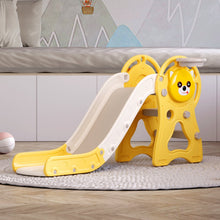 Load image into Gallery viewer, Toddler Slide with Basketball Hoop for Indoor Outdoor Swing & Slide Living and Home Yellow and Beige