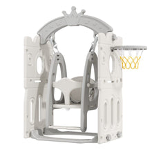 Load image into Gallery viewer, Indoor Outdoor Toddler Swing with Basketball Hoop Swing & Slide Living and Home