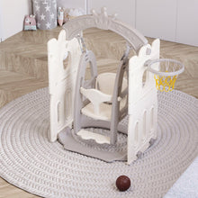 Load image into Gallery viewer, Indoor Outdoor Toddler Swing with Basketball Hoop Swing & Slide Living and Home Beige and Grey