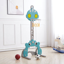 Load image into Gallery viewer, 2-in-1 Adjustable Kids Basketball Hoop with Football Goal Kids Basketball Hoops Living and Home Green