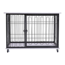 Load image into Gallery viewer, 98cm W Wooden Wire Dog Crate with Tray for Small to Medium-Sized Dogs Dog Houses Living and Home