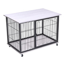 Load image into Gallery viewer, 98cm W Wooden Wire Dog Crate with Tray for Small to Medium-Sized Dogs Dog Houses Living and Home