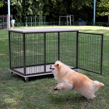 Load image into Gallery viewer, 98cm W Wooden Wire Dog Crate with Tray for Small to Medium-Sized Dogs Dog Houses Living and Home