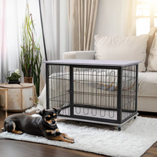 Load image into Gallery viewer, 98cm W Wooden Wire Dog Crate with Tray for Small to Medium-Sized Dogs Dog Houses Living and Home