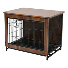 Load image into Gallery viewer, Brown Wooden Wire Dog Crate Pet Cage Dog Houses Living and Home
