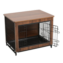 Load image into Gallery viewer, Brown Wooden Wire Dog Crate Pet Cage Dog Houses Living and Home