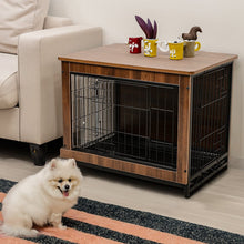 Load image into Gallery viewer, Brown Wooden Wire Dog Crate Pet Cage Dog Houses Living and Home