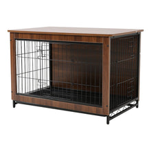 Load image into Gallery viewer, Brown Wooden Wire Dog Crate Pet Cage Dog Houses Living and Home