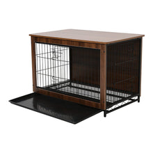 Load image into Gallery viewer, Brown Wooden Wire Dog Crate Pet Cage Dog Houses Living and Home