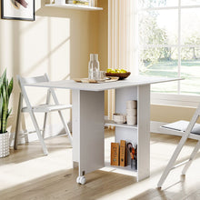 Load image into Gallery viewer, 3ft W Multifunctional Folding Dining Table for Small Spaces with 2-tier Shelves Dining Tables Living and Home