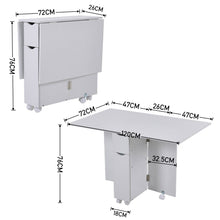 Load image into Gallery viewer, 3ft W White/Oak Multipurpose Folding Dining Table with 2 Drawers Dining Tables Living and Home