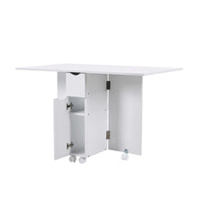 Load image into Gallery viewer, 3ft W White/Oak Multipurpose Folding Dining Table with 2 Drawers Dining Tables Living and Home