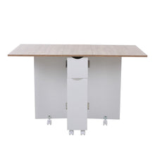 Load image into Gallery viewer, 3ft W White/Oak Multipurpose Folding Dining Table with 2 Drawers Dining Tables Living and Home