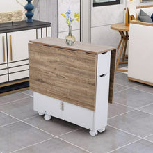 Load image into Gallery viewer, 3ft W White/Oak Multipurpose Folding Dining Table with 2 Drawers Dining Tables Living and Home