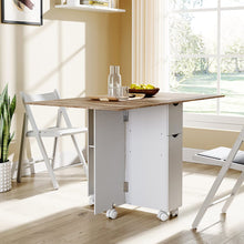 Load image into Gallery viewer, 3ft W White/Oak Multipurpose Folding Dining Table with 2 Drawers Dining Tables Living and Home