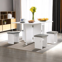 Load image into Gallery viewer, Versatile Expandable Dining Table Set include 360-Degree Rotating Chair and Drop-Leaf Table Dining Sets Living and Home White and Grey