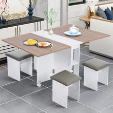 Load image into Gallery viewer, Versatile Expandable Dining Table Set, Drop-Leaf Table with Storage Shelves and Wheels Living and Home