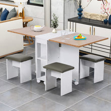 Load image into Gallery viewer, Versatile Expandable Dining Table Set, Drop-Leaf Table with Storage Shelves and Wheels Living and Home