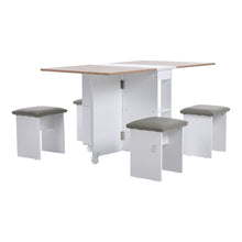 Load image into Gallery viewer, Versatile Expandable Dining Table Set, Drop-Leaf Table with Storage Shelves and Wheels Living and Home