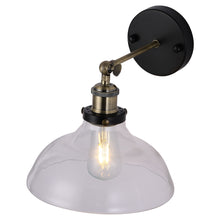 Load image into Gallery viewer, Industrial 1-Light Armed Sconce with Clear Glass Shade