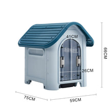 Load image into Gallery viewer, 59cm W Blue Durable Plastic Small/Middle Dog House with Ventilation for Outdoor Indoor Dog Houses Living and Home