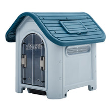 Load image into Gallery viewer, 59cm W Blue Durable Plastic Small/Middle Dog House with Ventilation for Outdoor Indoor Dog Houses Living and Home