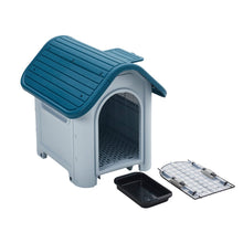Load image into Gallery viewer, 59cm W Blue Durable Plastic Small/Middle Dog House with Ventilation for Outdoor Indoor Dog Houses Living and Home