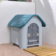 Load image into Gallery viewer, 59cm W Blue Durable Plastic Small/Middle Dog House with Ventilation for Outdoor Indoor Dog Houses Living and Home