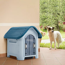 Load image into Gallery viewer, 59cm W Blue Durable Plastic Small/Middle Dog House with Ventilation for Outdoor Indoor Dog Houses Living and Home