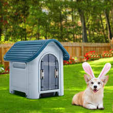 Load image into Gallery viewer, 59cm W Blue Durable Plastic Small/Middle Dog House with Ventilation for Outdoor Indoor Dog Houses Living and Home