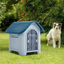 Load image into Gallery viewer, 59cm W Blue Durable Plastic Small/Middle Dog House with Ventilation for Outdoor Indoor Dog Houses Living and Home