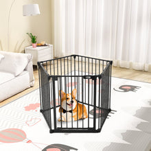 Load image into Gallery viewer, Black Foldable 5/6 Panels Metal Pet Playpen Pet Playpens Living and Home 5 Panels