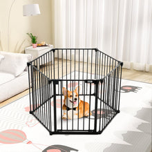 Load image into Gallery viewer, Black Foldable 5/6 Panels Metal Pet Playpen Pet Playpens Living and Home 6 Panels