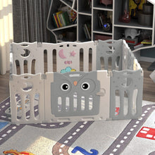 Load image into Gallery viewer, Owl Playpen with Crawling Mat and Ocean Balls Living and Home 143 x 143 x 63 CM