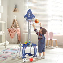 Load image into Gallery viewer, 4 in 1 Soccer Basketball Building Block Play Centre with Golf for Kids