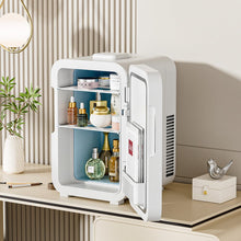 Load image into Gallery viewer, White 12L Mini Makeup Storage Fridge with LED Mirror Door Makeup Organizers Living and Home