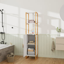 Load image into Gallery viewer, 33x30x148cm 4-Tier Single-door Tall Bathroom Storage Cabinet