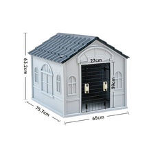 Load image into Gallery viewer, 65cm W Grey Plastic Dog House Kennel with Steel Door Dog Houses Living and Home