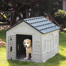 Load image into Gallery viewer, 65cm W Grey Plastic Dog House Kennel with Steel Door Dog Houses Living and Home