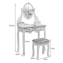 Load image into Gallery viewer, 138.5cm H Makeup Vanity Desk with Mirror and Stool Dressing Tables Living and Home