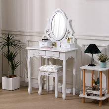 Load image into Gallery viewer, 75cm W White Makeup Vanity Desk with Mirror and Stool Dressing Tables Living and Home