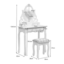 Load image into Gallery viewer, 75cm W White Makeup Vanity Desk with Mirror and Stool Dressing Tables Living and Home