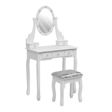 Load image into Gallery viewer, 141.5cm H Lighted Makeup Vanity Desk with Mirror and Stool Dressing Tables Living and Home