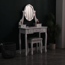 Load image into Gallery viewer, 141.5cm H Lighted Makeup Vanity Desk with Mirror and Stool Dressing Tables Living and Home