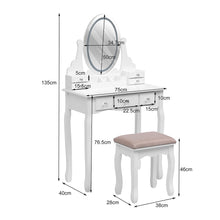 Load image into Gallery viewer, 135cm H Makeup Vanity Desk Set with LED Lighting Dressing Tables Living and Home