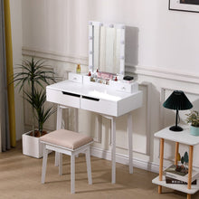 Load image into Gallery viewer, 137cm H Modern Makeup Desk Set with Lighted Mirror and Stool Dressing Tables Living and Home
