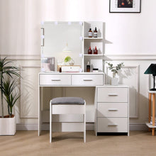 Load image into Gallery viewer, Hollywood Dressing Table Set with Large Lighted Mirror Living and Home