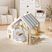 Load image into Gallery viewer, Kids Plastic Playhouse with Built-in Storage Rack and Building Block Table Living and Home