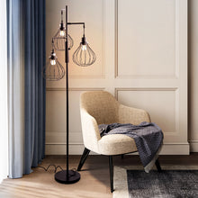 Load image into Gallery viewer, Black Modern Industrial Style 3-head Floor Lamp with Irregular Shade